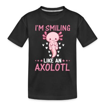 Axolotl Lover - I'm Smiling Like An Axolotl - Kawa - Kinder Premium Bio T-Shirt - Schwarz - Vorne