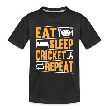 Eat Sleep Cricket Repeat - Playing Cricket Player - Kinder Premium Bio T-Shirt - Schwarz - Vorne