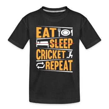 Eat Sleep Cricket Repeat - Playing Cricket Player - Kinder Premium Bio T-Shirt - Schwarz - Vorne