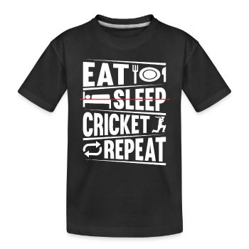 Cricketing Funny Cricket Player - Eat Sleep Cricke - Kids' Premium Organic T-Shirt - black - Front