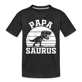 Papa Saurus Papa Dinosaure - Papasaurus - T-shirt bio Premium Enfant - noir - Devant