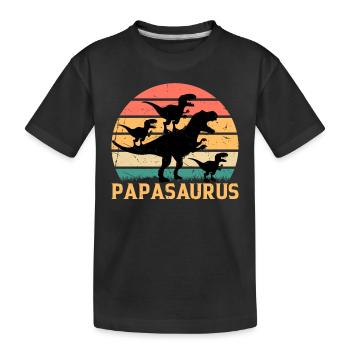 Papasaurus Papa With Three Kids - Papa Saurus Papa - Kinder Premium Bio T-Shirt - Schwarz - Vorne