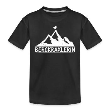 Klettern Berg Herz Alpen Wandern Alpenherz - BERGK - Kinder Premium Bio T-Shirt - Schwarz - Vorne