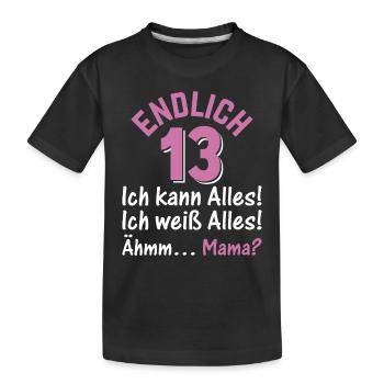 13 Jahre Teenager 13. Geburtstag - Endlich 13 Ich - Kinder Premium Bio T-Shirt - Schwarz - Vorne