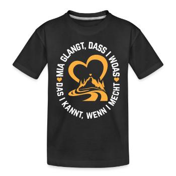 Bavarian Berg Herz Outdoor Wandern Bayerische Aple - Kinder Premium Bio T-Shirt - Schwarz - Vorne