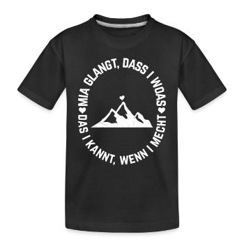 Bayerischer Dialekt Spruch Bavarian Berg Herz Berg - Kinder Premium Bio T-Shirt - Schwarz - Vorne
