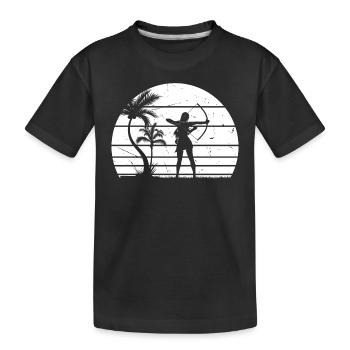 Archery Bow Arrow Archery - Sunset Archer Girl - Kids' Premium Organic T-Shirt - black - Front