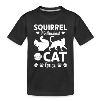 Squirrel Enthusiast and Cat Lover - Squirrel Lover - Kids' Premium Organic T-Shirt - black - Front