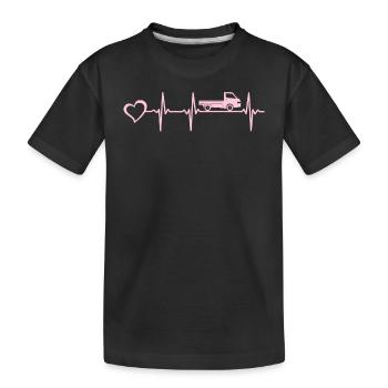 Camionneur Conducteur de camion léger Petit camion Heartbeat L - T-shirt bio Premium Enfant - noir - Devant