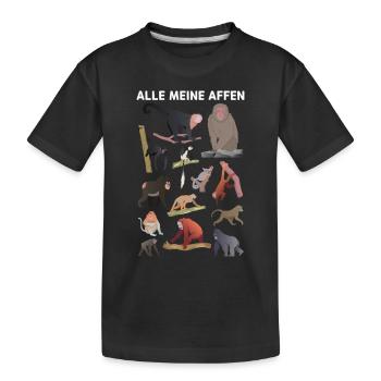 Schimpanse Affen - Alle Meine Affen - Orang-Utan A - Kinder Premium Bio T-Shirt - Schwarz - Vorne