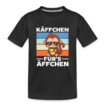 Orang-Utan Affe Lustiger Affe - Käffchen für's A - Kinder Premium Bio T-Shirt - Schwarz - Vorne