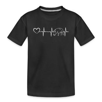 Pig Heartbeat Heart Piggy Pig Farmer Pig Heartline - Kids' Premium Organic T-Shirt - black - Front