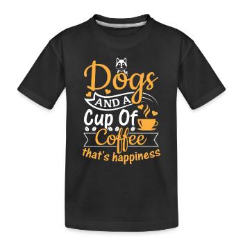 Dogs And A Cup Of Coffee That's Happiness - Cute D - Kinder Premium Bio T-Shirt - Schwarz - Vorne