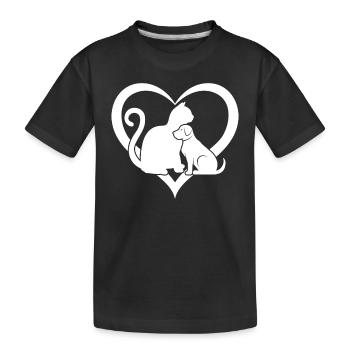 Dog and Cat Lover Dog Lover - Funny Cat & Dog Hear - Kinder Premium Bio T-Shirt - Schwarz - Vorne