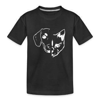 Cat Lover Dog Owner Dog Lover - Dog & Cat Face - Kinder Premium Bio T-Shirt - Schwarz - Vorne