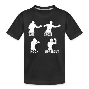 Boxing Martial Arts Boxing Jab Cross Hook Uppercut - Kids' Premium Organic T-Shirt - black - Front