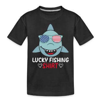 Lucky Fishing Shirt Fishing Lover Fisherman Fish A - Kinder Premium Bio T-Shirt - Schwarz - Vorne