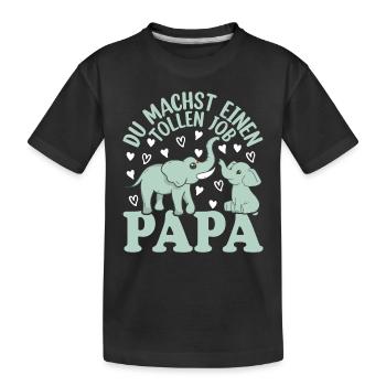 Papa Vatertag Papa Elefant Papa Vatertag - Kinder Premium Bio T-Shirt - Schwarz - Vorne
