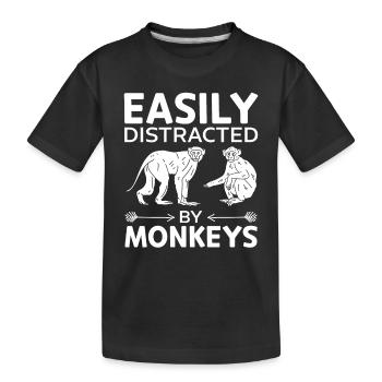 Orangutan Monkey Lover - Easily Distracted By Monk - Kinder Premium Bio T-Shirt - Schwarz - Vorne