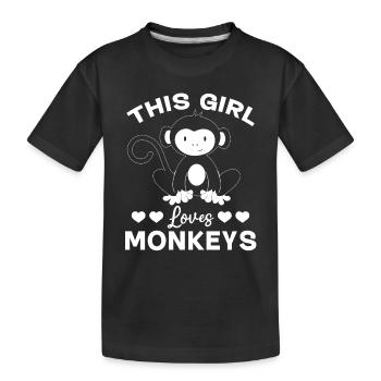 Orangutan Monkey Lover - This Girl loves Monkeys - Kids' Premium Organic T-Shirt - black - Front