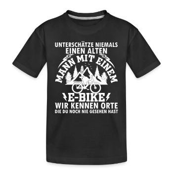 Mountainbike E-Bike Fahrrad Radfahrer eBike Fahrra - Kinder Premium Bio T-Shirt - Schwarz - Vorne