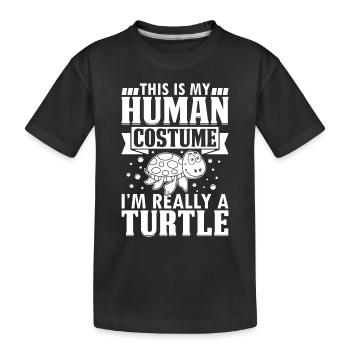 Tortues mignonnes - C’est mon costume humain que je suis vraiment - T-shirt bio Premium Enfant - noir - Devant