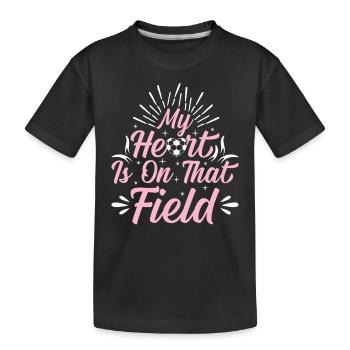 Mon cœur est sur ce terrain - Jouer au soccer - T-shirt bio Premium Enfant - noir - Devant