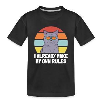 Funny Cat Lover - Je fais déjà mes propres règles - T-shirt bio Premium Enfant - noir - Devant