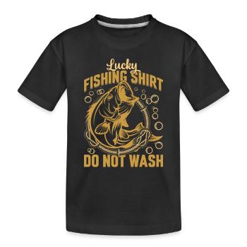 Lucky Fishing Shirt Do Not Wash - Fisherman Funny - Kids' Premium Organic T-Shirt - black - Front