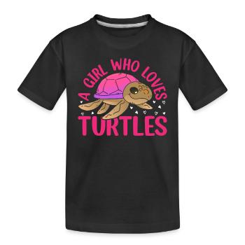 Sea Turtle Lover Girls Cute Turtles - A Girl Who L - Kids' Premium Organic T-Shirt - black - Front