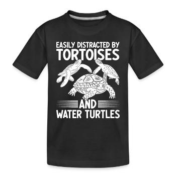 Amoureux des tortues - facilement distrait par les tortues et - T-shirt bio Premium Enfant - noir - Devant