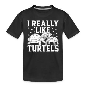 I Really Like Turtles - Sea Turtle Lover Cute Turt - Kinder Premium Bio T-Shirt - Schwarz - Vorne