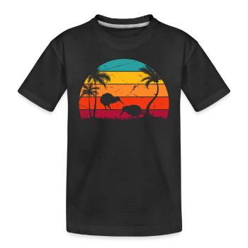 Retro Kiwi Bird Sunset Kiwi Birds New Zealand Kiwi - Kids' Premium Organic T-Shirt - black - Front