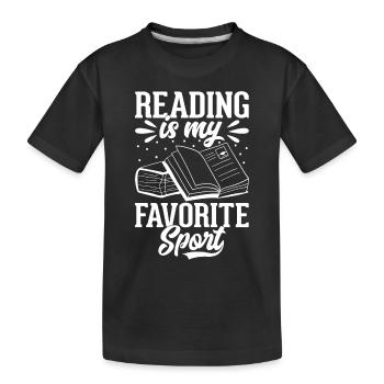 Reading Is My Favorite Sport - Book Reading Book L - Kids' Premium Organic T-Shirt - black - Front