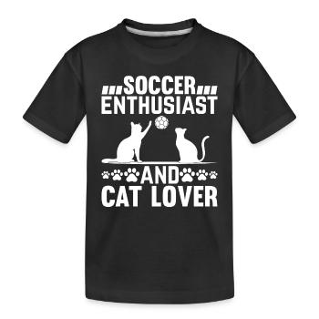 Soccer Enthusiast And Cat Lover - Soccer Player - Kinder Premium Bio T-Shirt - Schwarz - Vorne