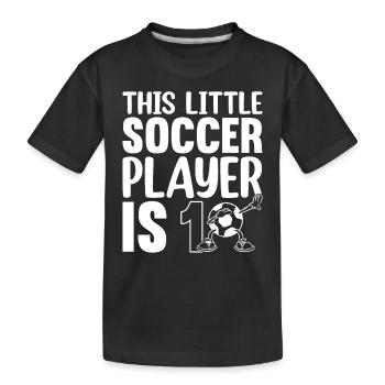 Anniversaire de football - Ce petit joueur de football a 10 ans - T-shirt bio Premium Enfant - noir - Devant