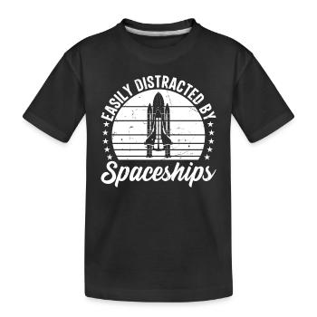 Rocket Ship Space Ship - Easily Distracted By Spac - Kinder Premium Bio T-Shirt - Schwarz - Vorne