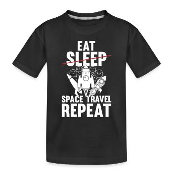 Space Rocket Ship Planets - Eat Sleep Space Travel - Kinder Premium Bio T-Shirt - Schwarz - Vorne
