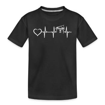 Piano Heartbeat Heart And ECG Heartbeat Pian - Kids' Premium Organic T-Shirt - black - Front
