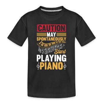 Keyboardist - Caution May Spontaneously Start Play - Kids' Premium Organic T-Shirt - black - Front