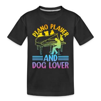 Piano Player And Dog Lover - Keyboardist Playing P - Kids' Premium Organic T-Shirt - black - Front