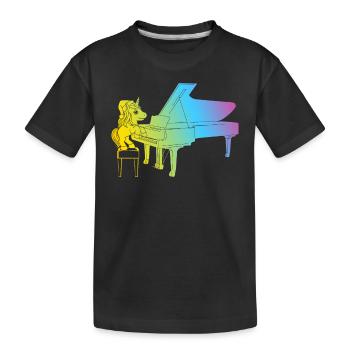 Unicorn Piano Player - Funny Piano Player Unicorn - Kids' Premium Organic T-Shirt - black - Front