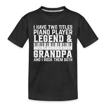 Grandpa Piano Keyboard Player Pianist - Piano Play - Kids' Premium Organic T-Shirt - black - Front