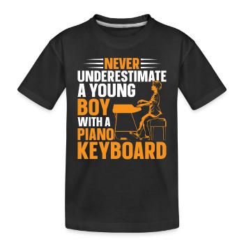 Pianiste à clavier piano - Un jeune garçon avec un piano - T-shirt bio Premium Enfant - noir - Devant