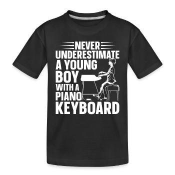 Piano Player Pianist Boy - Young Boy With A Piano - Kinder Premium Bio T-Shirt - Schwarz - Vorne