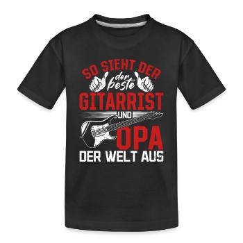 Gitarrist Opa - So sieht der beste Gitarrist und O - Kinder Premium Bio T-Shirt - Schwarz - Vorne