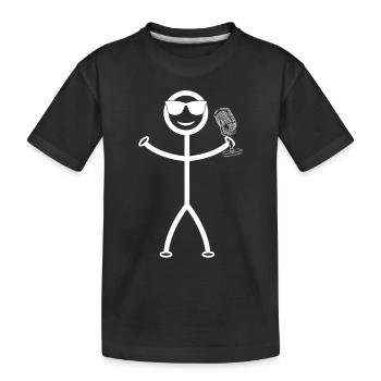 Funny Podcasting Funny Podcast Stick Figure Podcas - Kids' Premium Organic T-Shirt - black - Front