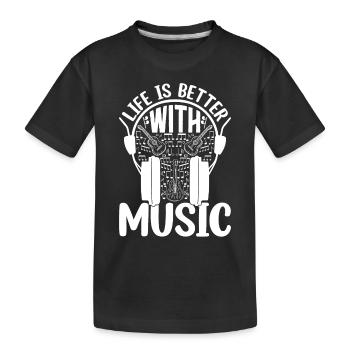 Life Is Better With Music - Guitar Player Guitaris - Kinder Premium Bio T-Shirt - Schwarz - Vorne