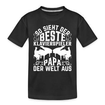 So sieht der beste Klavierspieler und Papa aus - Kinder Premium Bio T-Shirt - Schwarz - Vorne