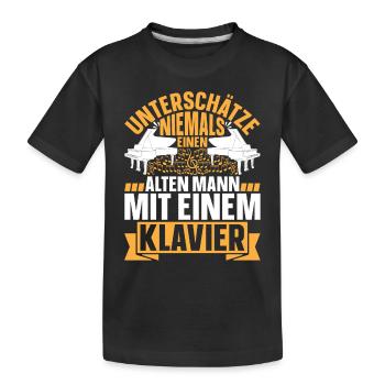 Opa Klavierspieler Opa Pianist Klavierspieler - Kinder Premium Bio T-Shirt - Schwarz - Vorne